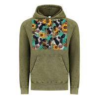Vintage Olive western leopard sunflower black and white  cow Vintage Hoodie - BarkalooDesign