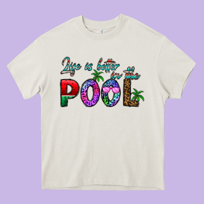 Life Is Better İn The Pool Heavy Core Tee Designed By Cowhidedigitalart