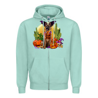 Seafoam Halloween german shepherd Zipper Hoodie - RanaPortraitStore