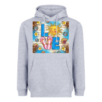 Heather Grey summer love Heavyweight Hoodie - TumblerDesignByShophia