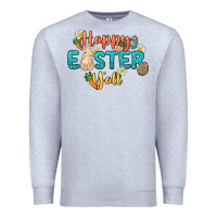 Heather Grey Happy Easter y'all Easter Day Premium Sweatshirt - HowdyJamesFarm