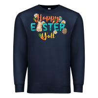 Navy Happy Easter y'all Easter Day Premium Sweatshirt - HowdyJamesFarm