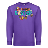 Purple Happy Easter y'all Easter Day Premium Sweatshirt - HowdyJamesFarm