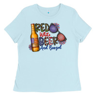 Red White Beer And Boozed Ladies Tee | Teevron