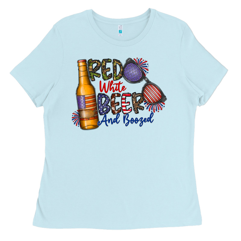 Red White Beer And Boozed Ladies Tee by CowhideDigitalArt | Teevron