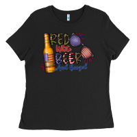 Black red white beer and boozed Ladies Tee - CowhideDigitalArt