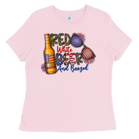 Bubblegum Pink red white beer and boozed Ladies Tee - CowhideDigitalArt
