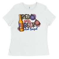White red white beer and boozed Ladies Tee - CowhideDigitalArt