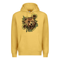 Antique Gold Bear head sunflower Premium Hoodie - HowdyJamesFarm
