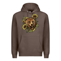 Coffee Bear head sunflower Premium Hoodie - HowdyJamesFarm