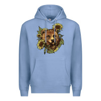 Colony Blue Bear head sunflower Premium Hoodie - HowdyJamesFarm