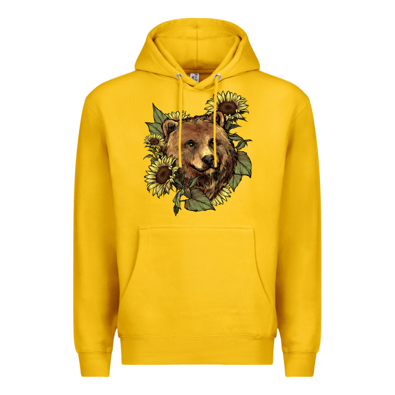 Bear Head Sunflower Premium Hoodie by HowdyJamesFarm | Teevron