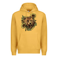 Mustard Bear head sunflower Premium Hoodie - HowdyJamesFarm