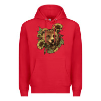 Red Bear head sunflower Premium Hoodie - HowdyJamesFarm