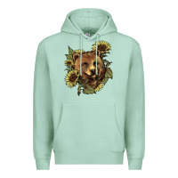 Seafoam Bear head sunflower Premium Hoodie - HowdyJamesFarm