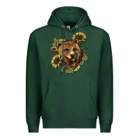 Sports Green Bear head sunflower Premium Hoodie - HowdyJamesFarm