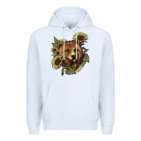 White Bear head sunflower Premium Hoodie - HowdyJamesFarm