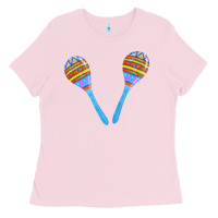 Bubblegum Pink blue maracas Ladies Tee - FaDigitalArtStudio