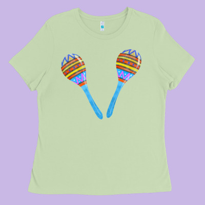Blue Maracas Ladies Tee Designed By Fadigitalartstudio