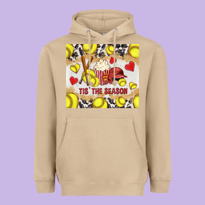 Tis' The Season Softball With Cowhide Tumbler Tbs Heavyweight Hoodie Designed By Tumblerdesignbyshophia