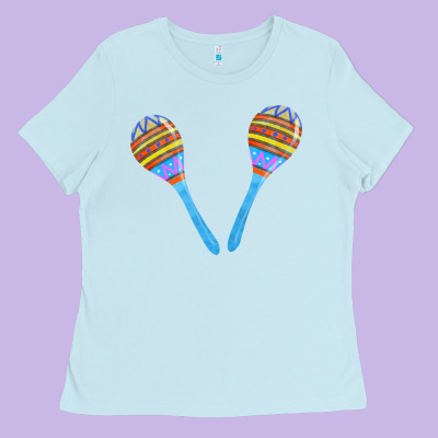 Blue Maracas Ladies Tee Designed By Fadigitalartstudio
