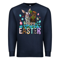 Navy Happy Easter Heifers Easter Day Premium Sweatshirt - HowdyJamesFarm