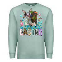 Seafoam Happy Easter Heifers Easter Day Premium Sweatshirt - HowdyJamesFarm