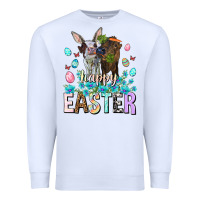 White Happy Easter Heifers Easter Day Premium Sweatshirt - HowdyJamesFarm