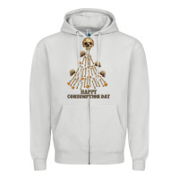 Dove Grey Happy Consumption Day Zipper Hoodie - RanaPortraitStore
