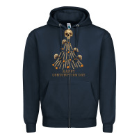 Navy Happy Consumption Day Zipper Hoodie - RanaPortraitStore