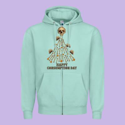 Happy Consumption Day Zipper Hoodie Designed By Ranaportraitstore