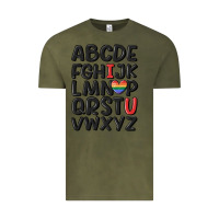 Vintage Olive pride alphabet Vintage Tee - MaliasSmallBusiness
