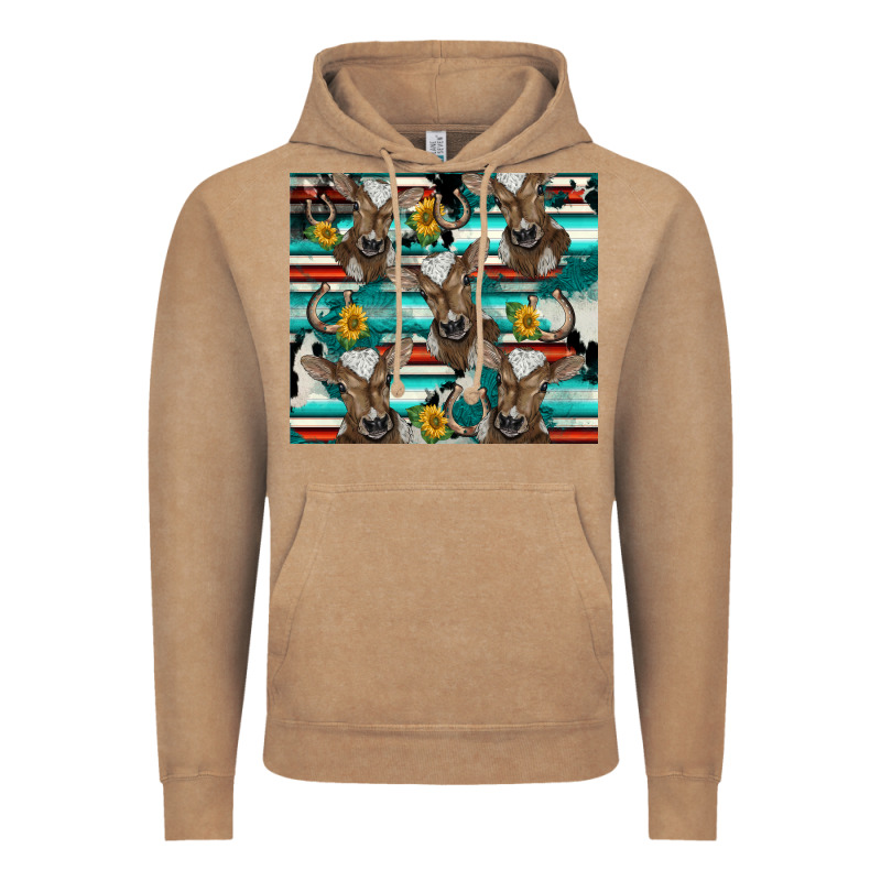 Western Horseshoe Sunflower Brown Cow Vintage Hoodie by BarkalooDesign | Teevron