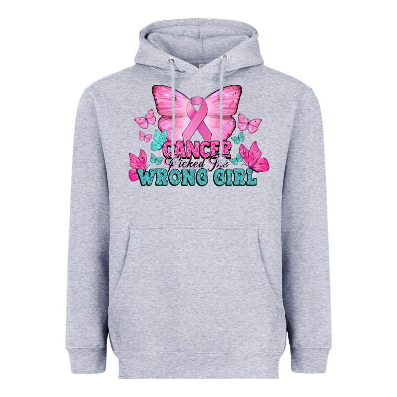 Cancer Picked The Wrong Girl Cancer Awareness Heavyweight Hoodie by HowdyJamesFarm | Teevron