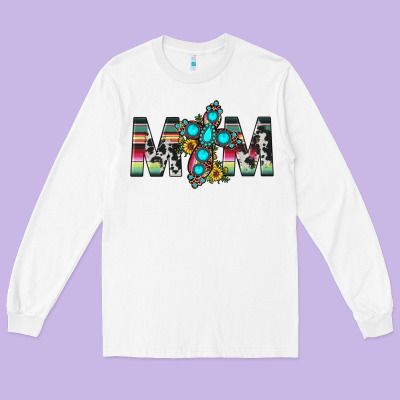 Mom Cross Long Sleeve Tee Designed By Jahusdesignshop