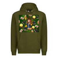 Army Green wizard girl with magic Premium Hoodie - TumblerDesignByShophia