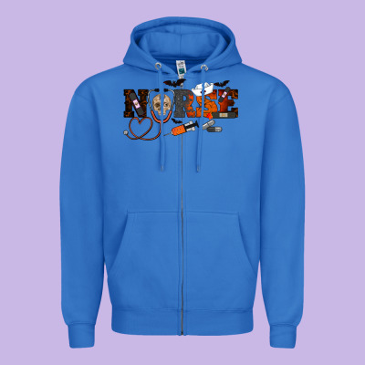 Halloween Nurse Zipper Hoodie Designed By Ranaportraitstore