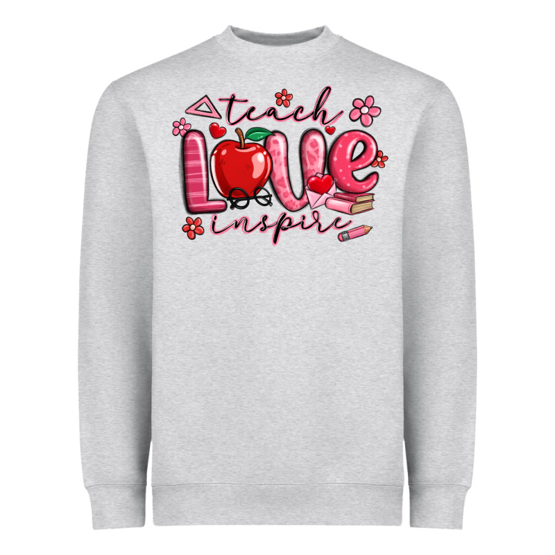 Teach Love Inspire Valentines Day Heavyweight Sweatshirt by MaliasSmallBusiness | Teevron