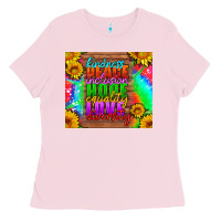 Bubblegum Pink kindness peace inclusion hope equality love diversity Ladies Tee - HRA Design Shop