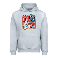 Heather Grey 4th of July mama with lightning bolt Urban Hoodie - FaDigitalArtStudio