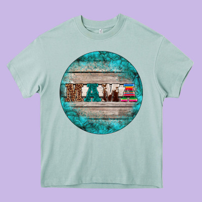 Western Turquoises Mama Ornament Heavy Core Tee Designed By Barkaloodesign