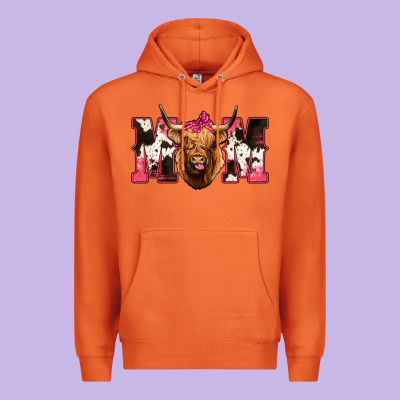 Western Highland Cow Mom Premium Hoodie Designed By Howdyjamesfarm