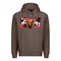 Coffee Western Highland Cow mom Premium Hoodie - HowdyJamesFarm