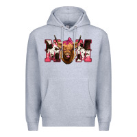 Heather Grey Western Highland Cow mom Premium Hoodie - HowdyJamesFarm