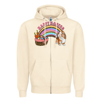 Sandshell Happy Easter Bunny And Egg Basket Rainbow Zipper Hoodie - RanaPortraitStore