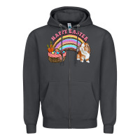 Smoke Happy Easter Bunny And Egg Basket Rainbow Zipper Hoodie - RanaPortraitStore