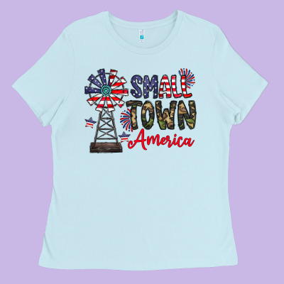 Small Town America Ladies Tee Designed By Cowhidedigitalart