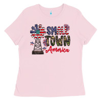 Bubblegum Pink small town america Ladies Tee - CowhideDigitalArt