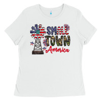 White small town america Ladies Tee - CowhideDigitalArt
