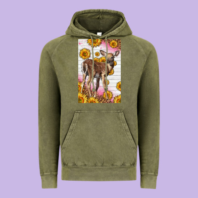 Western Cute Baby Deer Fawn Vintage Hoodie Designed By Lillyallendesigns